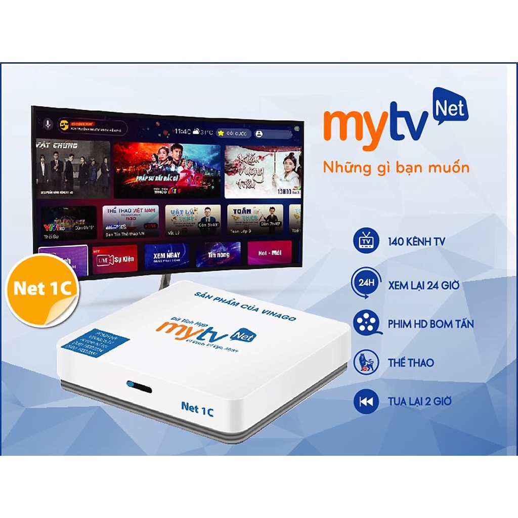 Box MYTV NET 1G  - Phiên Bản 2022 - Tích Hợp Truyền Hình Bản quyền Miễn Phí - Có Bluetooth 5.0 - Hàng Chính Hãng