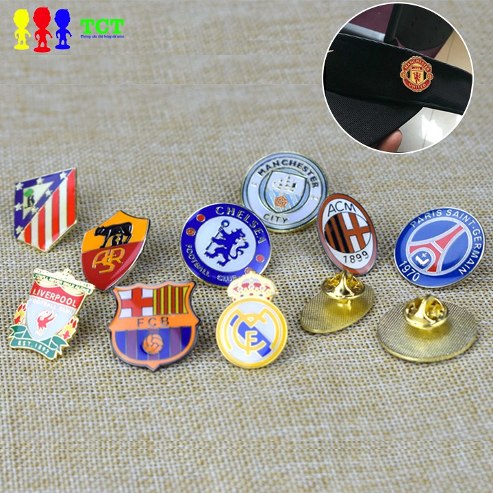 Huy hiệu gài áo logo các câu lạc bộ bóng MU Barcelona Real Liverpool Chelsea Pháo thủ