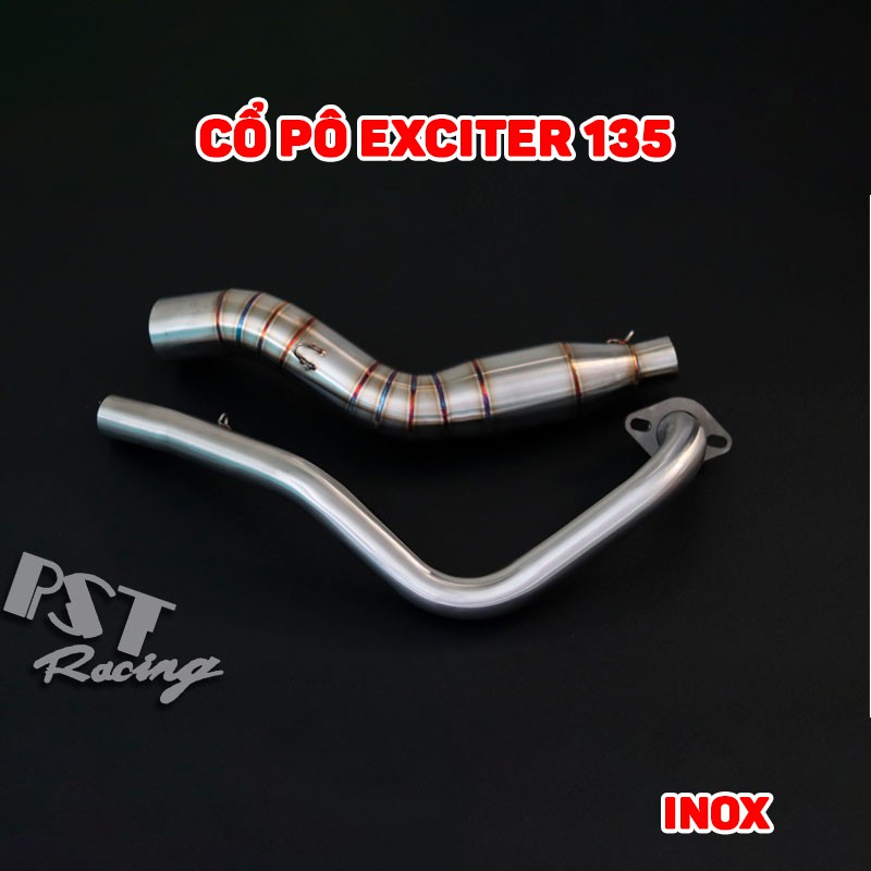 Cổ pô Exciter 135 inox lắp đặt zin, bầu hơi màng lọc tổ ong.