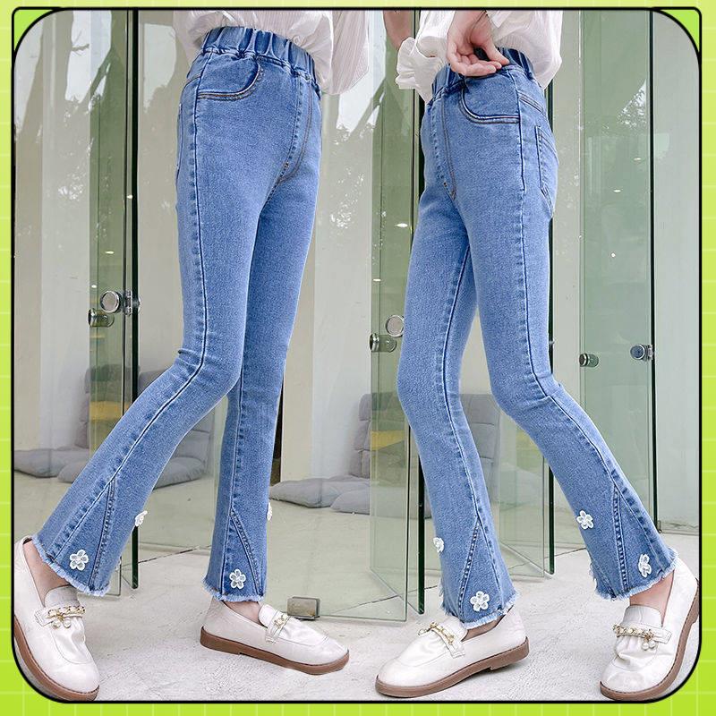 Quần Jean Ống Loe Ôm Dáng Phong Cách Phương Tây Thời Trang Xuân Thu Cho Bé Gái 7-8 - 9 Tuổi