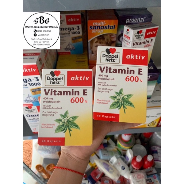 Viên uống Doppelherz Aktiv Vitamin E 600N, 40v