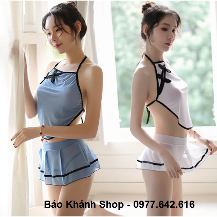 Bộ cosplay yếm trắng xinh xắn E5 - đủ 3 chi tiết ( Bảo khánh - SEXY LADDY)