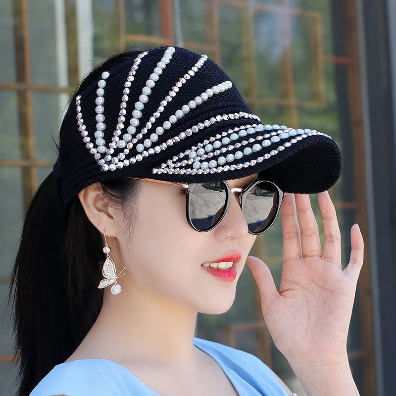 Nón Lưỡi Trai Hở Chóp Đính Đá Phong Cách Hàn Quốc Thời Trang Dành Cho Nữ