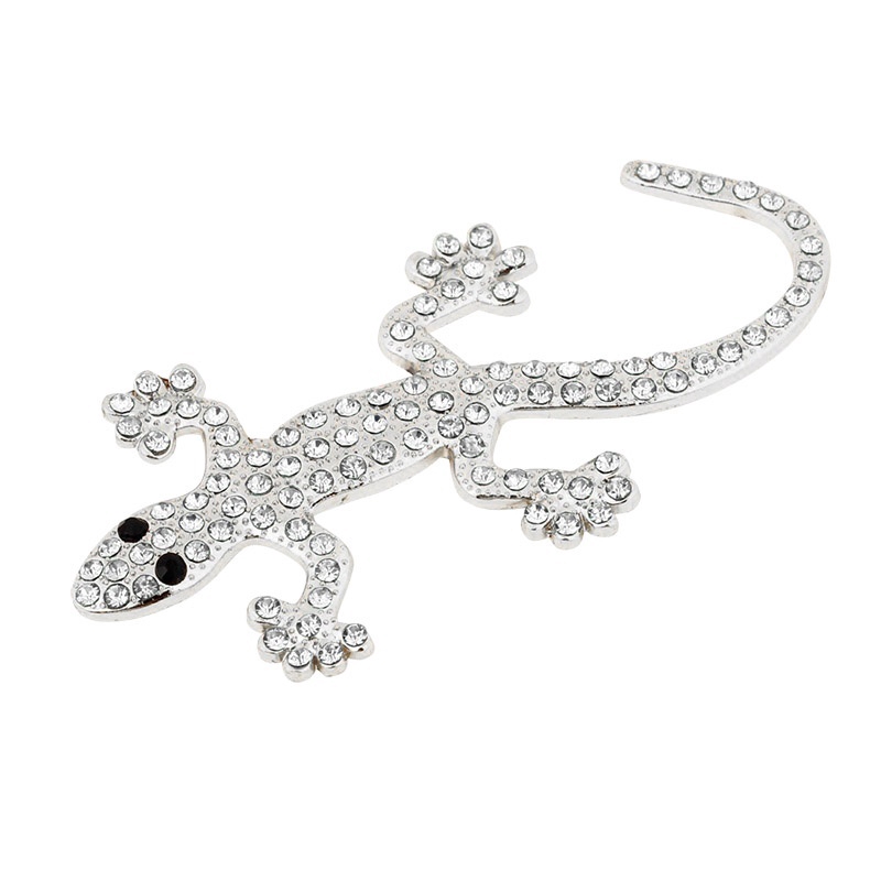 Sticker Dán Xe Hơi Hình Tắc Kè 3d Bằng Hợp Kim Bạc W6n2