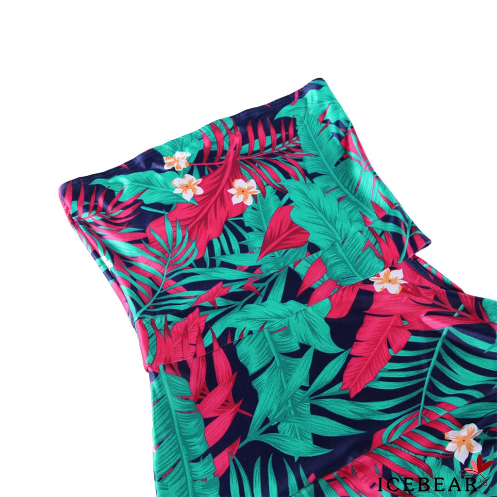 Đầm Trễ Vai Không Tay Eo Cao Họa Tiết Hoa Thời Trang Mùa Hè Cho Nữ