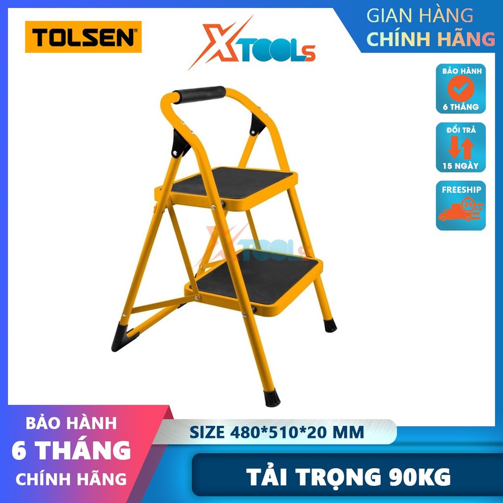 Thang nhôm xếp Tolsen, thang ghế xếp gọn chất liệu thang hợp kim thép cao cấp, tải trọng 90kg-150kg [CHÍNH HÃNG][XTOOLS]