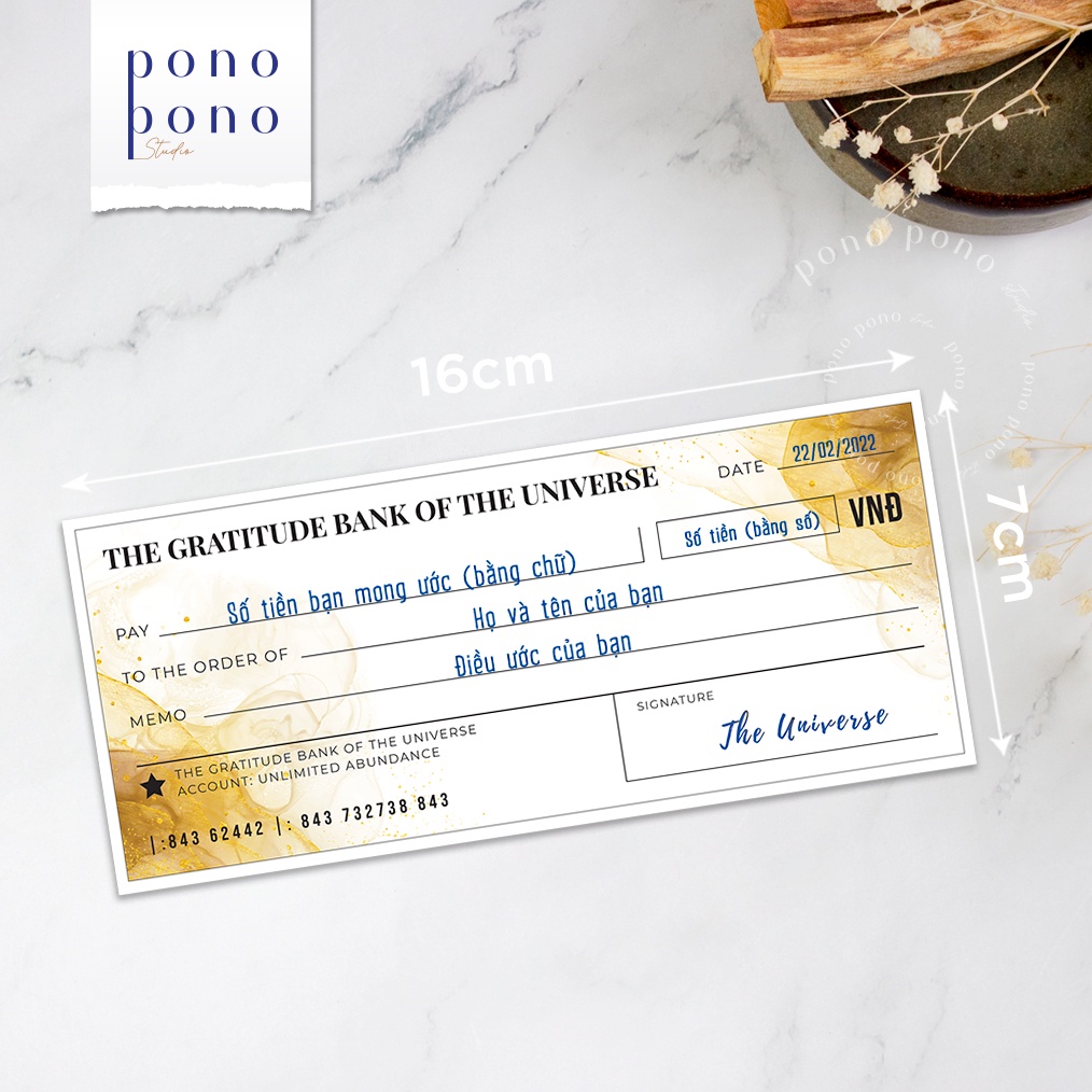 12 Tấm Séc Nhiệm Màu TẶNG 1 Bút Chì Thanh Tẩy Ho'oponopono