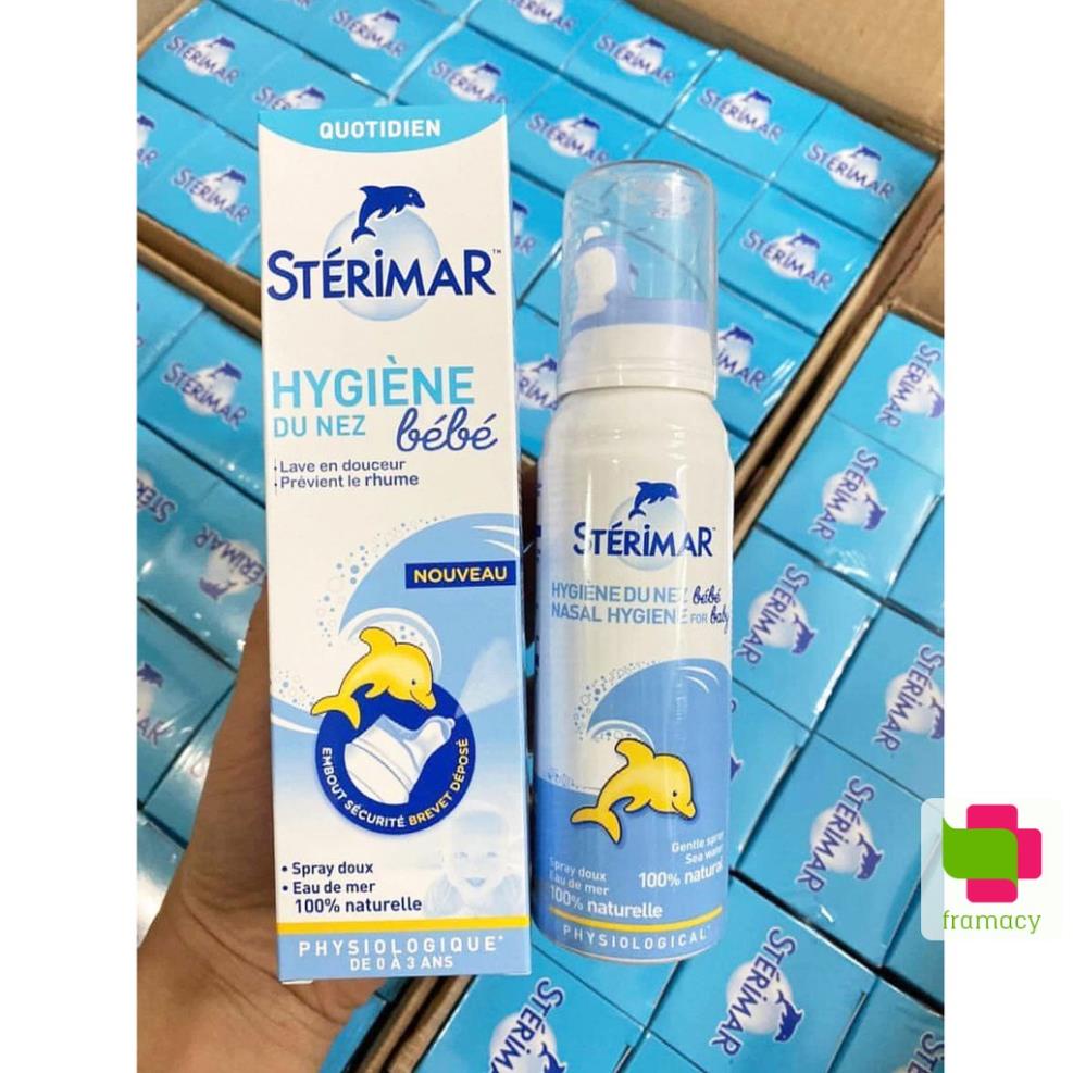 Xịt mũi cá heo màu cam và vàng cho trẻ sơ sinh giúp vệ sinh và giảm vie^m mũi Sterimar, Pháp Mama Baby VN