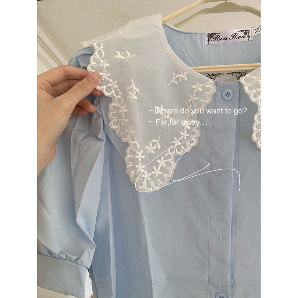 Áo Sơ Mi Ngắn Tay Thêu Họa Tiết Vintage Cho Nữ