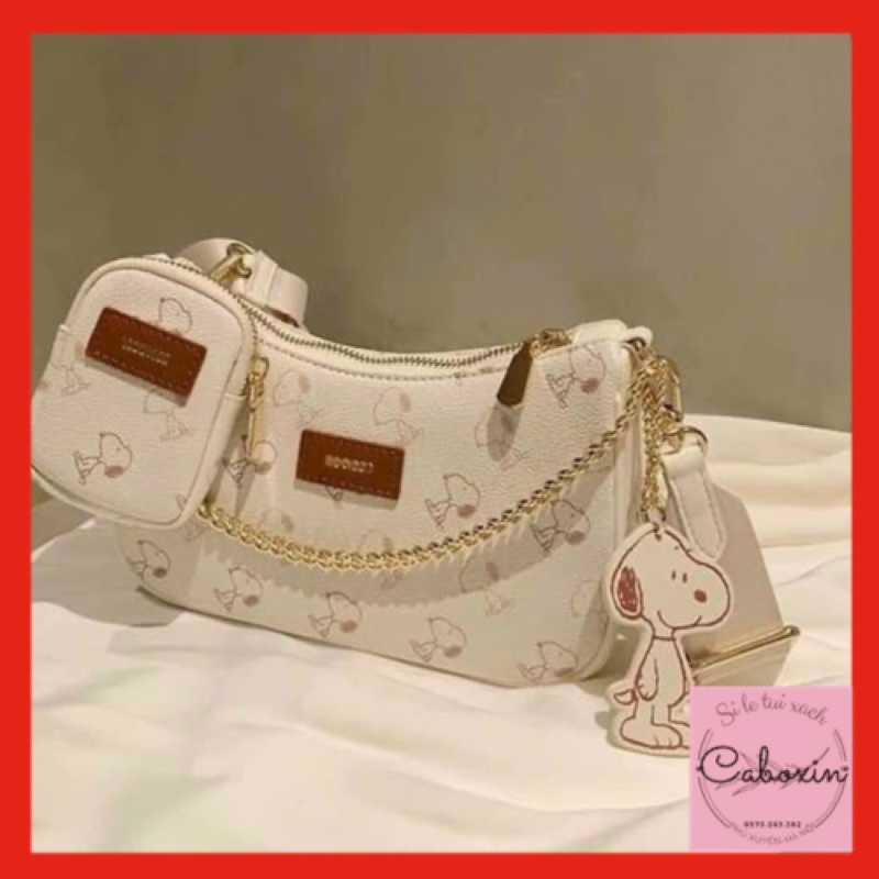 Túi Đeo Chéo Snoopy FREESHIP Túi Kẹp Nách Nữ Da Mềm Tặng Kèm Ví Nhỏ Và Móc Treo Hình Cún -CABOXIN tuyển sỉ toàn quốc