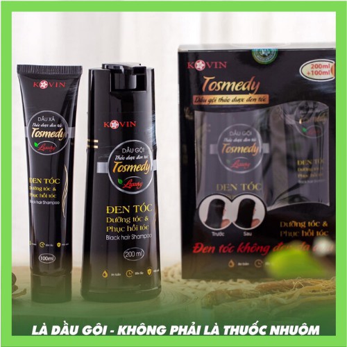 Combo Dầu gội + xả thảo dược đen tóc Tosmedy