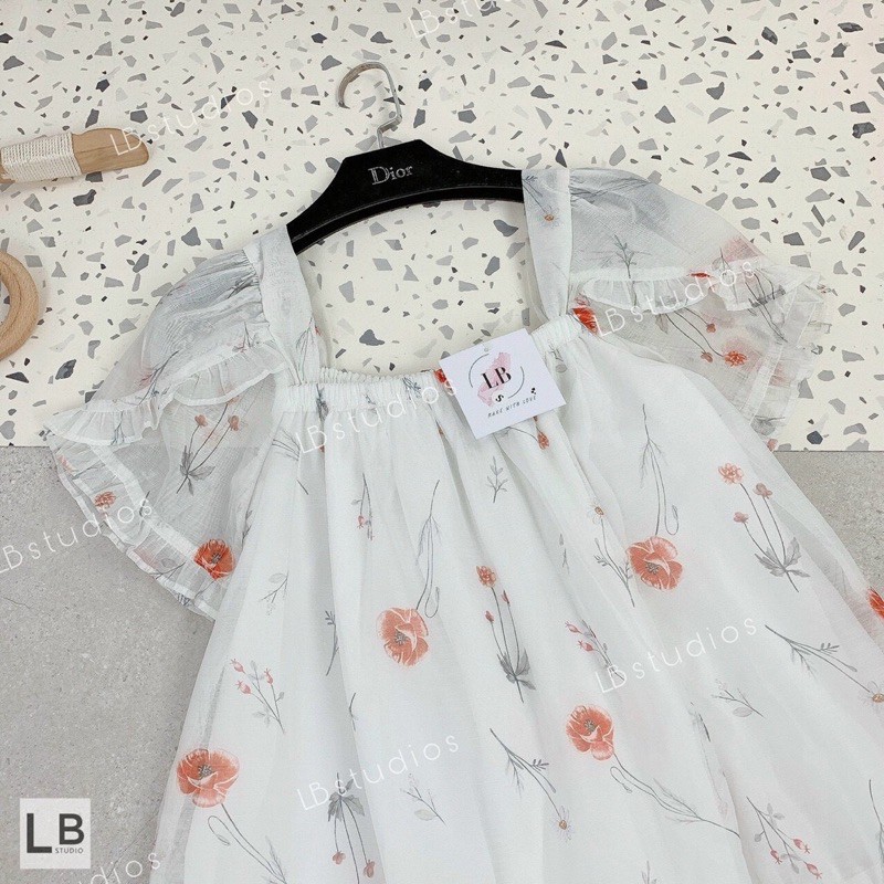 Váy babydoll - Đầm babydoll hoa tơ xước