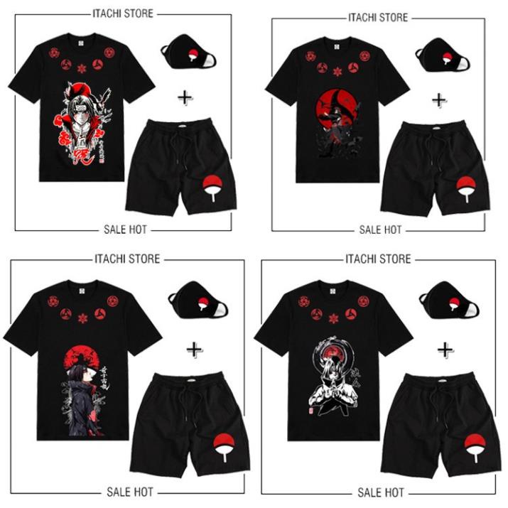 HOT BST Combo Áo thun Sasuke NAruto Itachi + quấn Short + KT Uchiha siêu chất