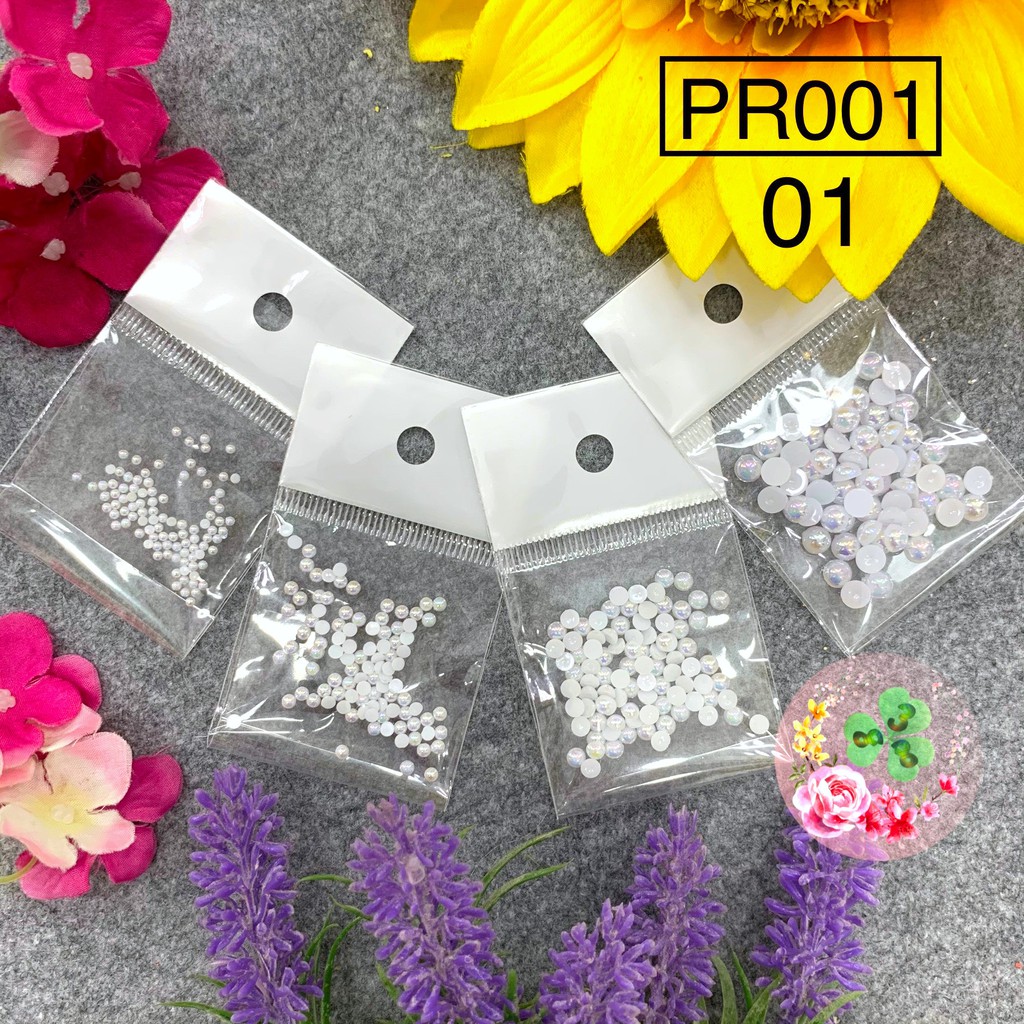 Mã PR001 - Set Trai nửa 7 màu 350 viên, chuẩn chất lượng, đính dán móng, làm nhụy hoa siêu sang chảnh.