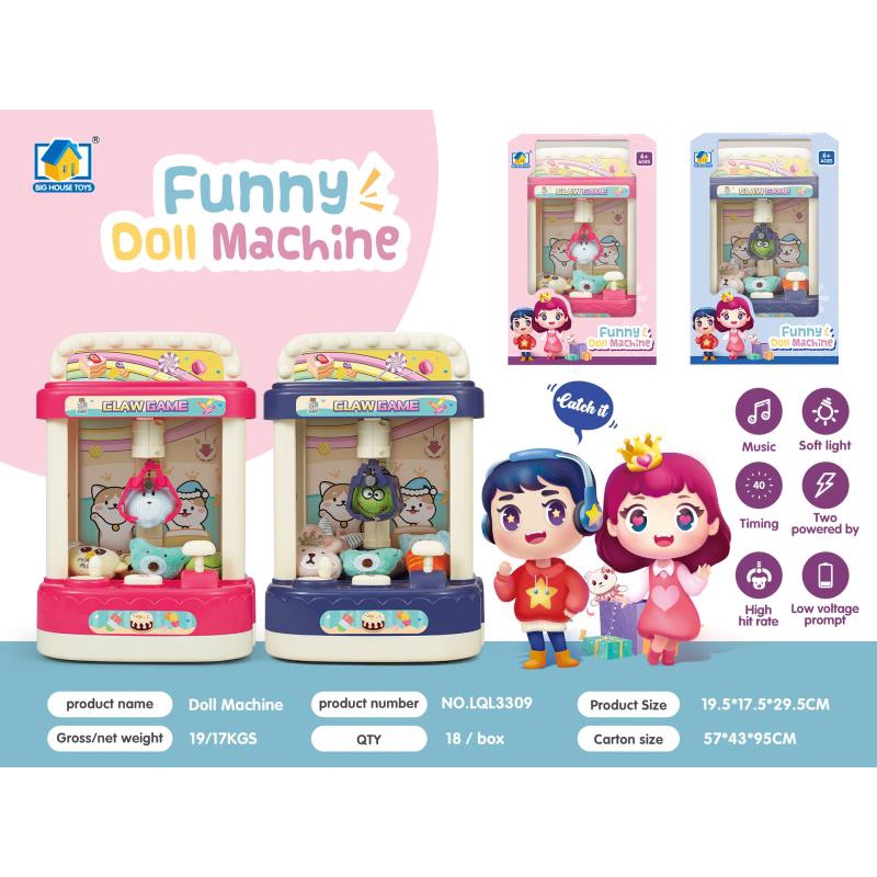 Máy Gắp Thú Bông Mini Có Nhạc Và Đèn Cho Bé. Tặng Kèm Gấu Bông Cho Bé