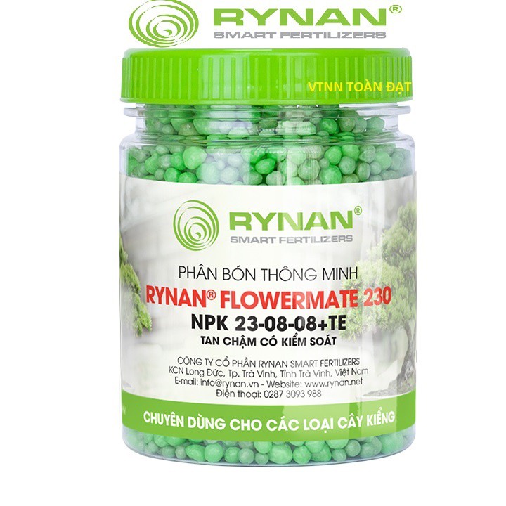 Phân RYNAN 230 (150g), Phân Tan Chậm Thông Minh NPK 23-8-8+TE dùng cho hoa lan, cây kiểng