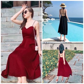Đầm Váy Chéo Thái Đen/Đỏ Đi Biển Tiệc