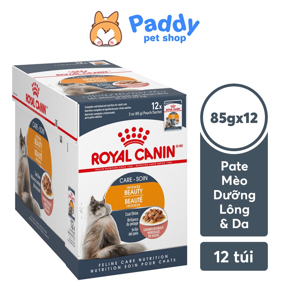 [Hộp 12 gói] Pate Royal Canin Intense Beauty Dưỡng Lông &amp; Da Cho Mèo