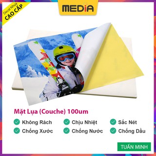 Decal Nhựa PP Nhán Media Mặt Lụa (Couche) A4 100um 50 Tờ - Xé Không Rách, Chống Nước, Chịu Nhiệt