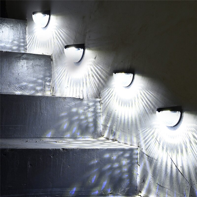 Đèn led năng lượng mặt trời 2 bóng chống thấm nước gắn tường/cầu thang/hàng rào/sân vườn tiện dụng