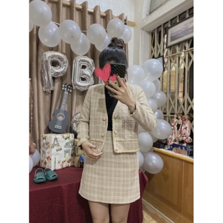 Set dạ tweed chân váy A sz đặt may