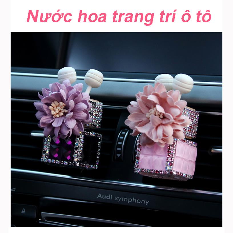 Decor - Lọ nước hoa mini trang trí cửa gió xe hơi hình lọ hoa đính đá cao cấp