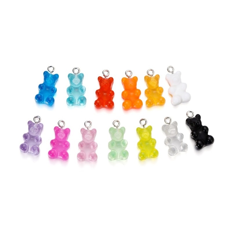 Bộ 50 Gấu Gummy Bằng Nhựa Resin Màu Kẹo Trong Suốt Trang Trí Khuyên Tai/ Vòng Tay/ Vòng Cổ DIY
