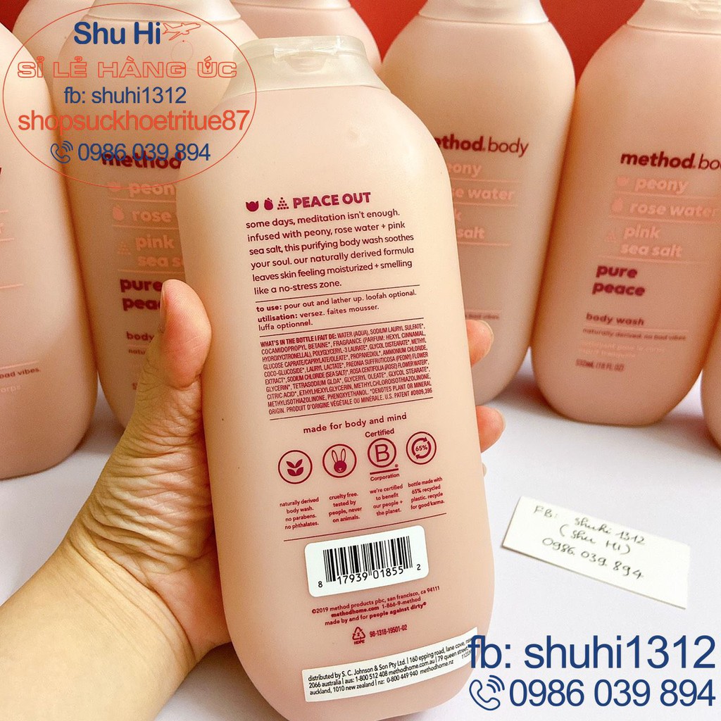 Sữa tắm organic Method Body Úc 532ml - Hàng Úc đủ Bill