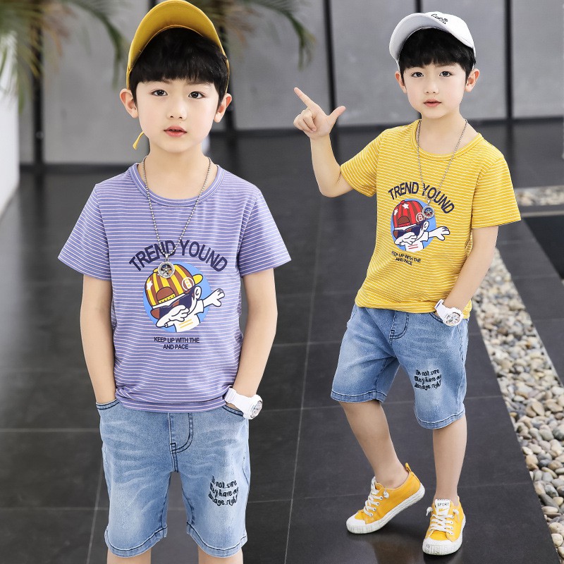 Set Quần Short Jean Áo Thun Phong Cách Cá Tính