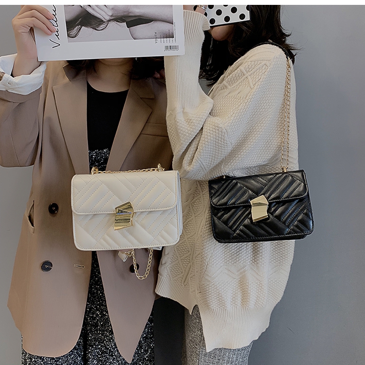 Túi Đeo Vai Hình Vuông Phối Dây Đeo Sợi Xích Phong Cách Hàn Quốc Thời Trang Cho Nữ