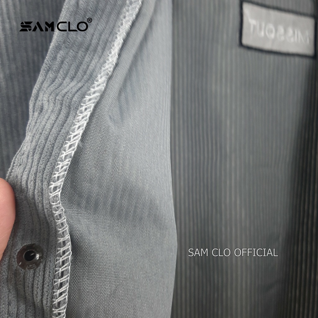Áo khoác BOMBER NHUNG TĂM bóng chày cài nút SAM CLO freesize form rộng nam nữ unisex mặc cặp - couple thêu logo missout