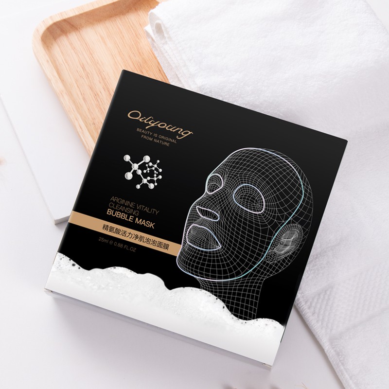 Oilyoung Face Bubble Mask Facial Deep Clean Black Charcold Detoxifying Moisturizing Sheet Mask 10pcs
