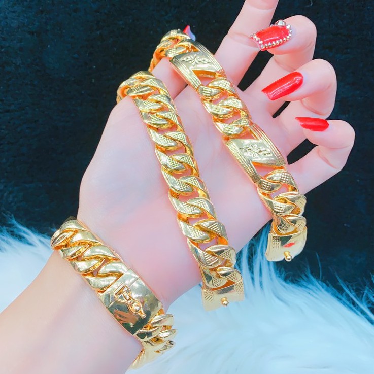 Lắc Tay Nữ Dạng Xích Bọng Trơn Và Chữ N Tùy Chọn Khóa Hộp Chuẩn Màu 18k - Đi Tiệc Cực Sang Chảnh - Trang Sức Queen
