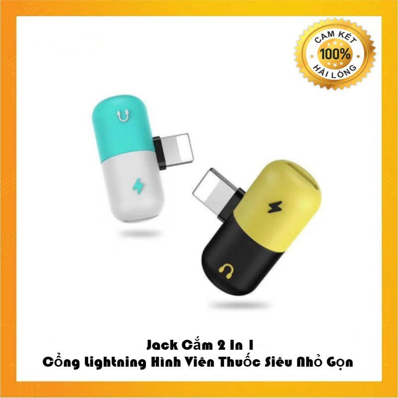 Jack chia Lightning vừa sạc vừa nghe nhạc/đàm thoại hình viên thuốc con nhộng cho iphone 7/8/x/plus one