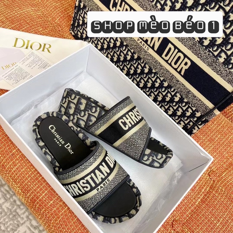 Dép cd quai ngang thổ cẩm đế xuồng fullbox