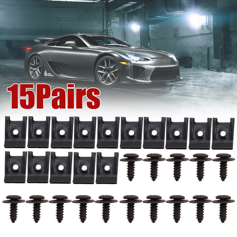 FENDER Bộ 15 Kẹp Chữ U Màu Đen Kèm Ốc Vít Chuyên Dụng Cho Bảng Điều Khiển Xe Hơi