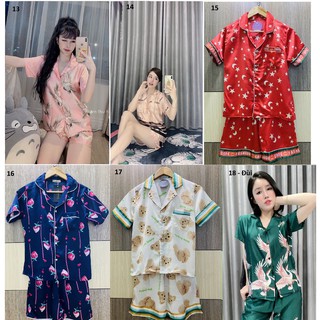 Đồ bộ tay ngắn quần đùi lụa satin