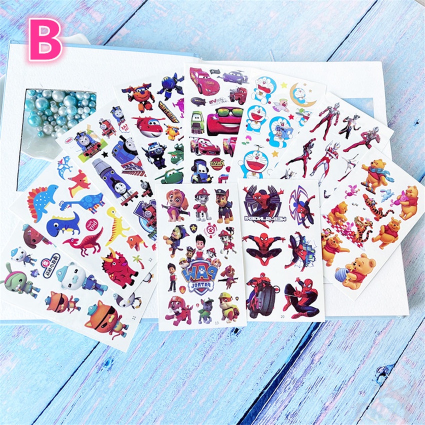 ✿ Miếng Dán Hình Xăm Tạm Thời Họa Tiết Hoạt Hình Dễ Thương ✿ Set 10 Tấm Hình Xăm Dán Chống Thấm Nước Độc Đáo