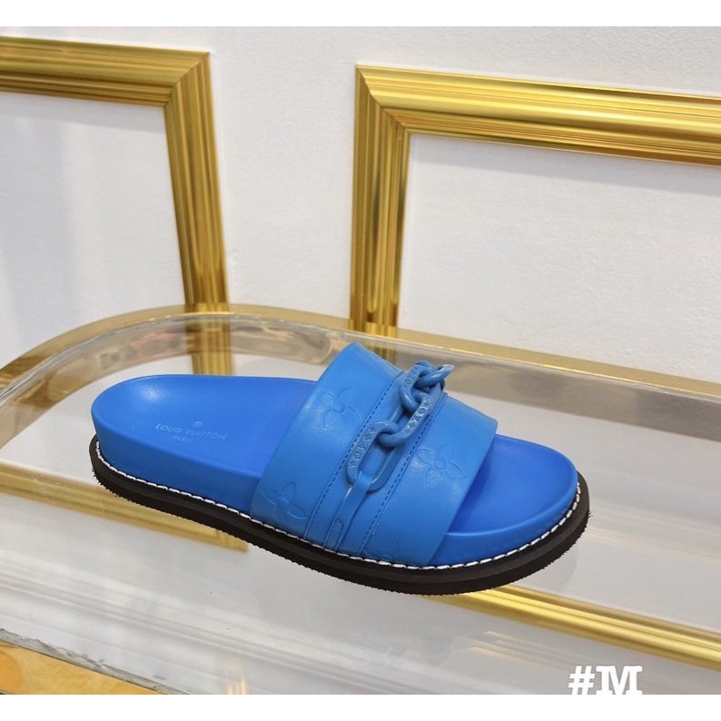 Dép nữ quai ngang to phối xích màu Nguyên hộp hãng cao cấp