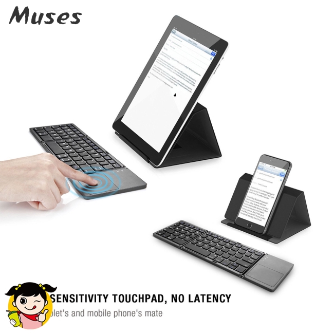 Muse07 Bàn phím 3-Fold- Keyboard Ultra Thin Light ABS Mini Wireless Bluetooth Mini Folding Keyboard Touchpad Windows Android multi-function keys