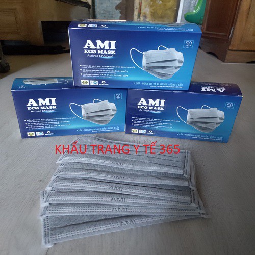 Combo 6 Hộp khẩu trang_ AMI_mầu xám_than hoạt tính (50 chiếc 1 hộp) 6xám 4L | BigBuy360 - bigbuy360.vn