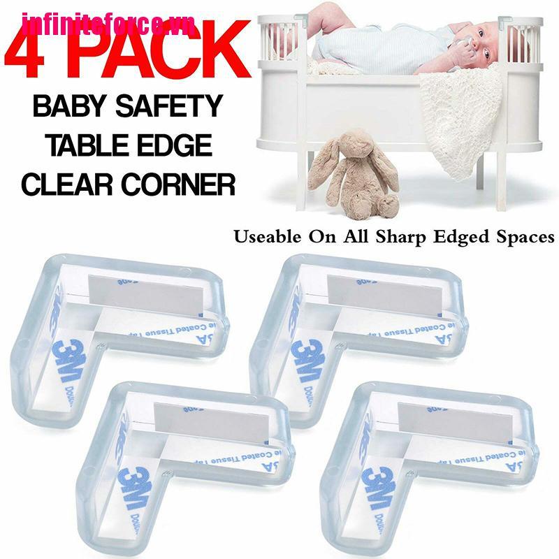 Bộ 4 miếng cao su trong suốt bảo vệ góc cạnh bàn an toàn cho em bé