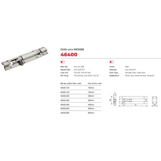 Chốt mập inox VICKINI 46400.100 1 tấc
