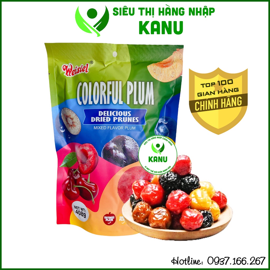 Ô mai xí muội mix nhiều loại trái cây Plum Weisiel 408g 