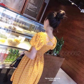 Váy chấm bi Đan dây lưng (HS)