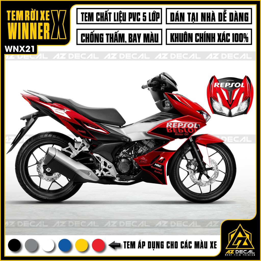 Tem Repsol Xe Winner X Mẫu Mới Nhất | WNX21 | Tem Rời Chống Nước, Chống Bay Màu, Decal Cắt Khuôn Sẵn