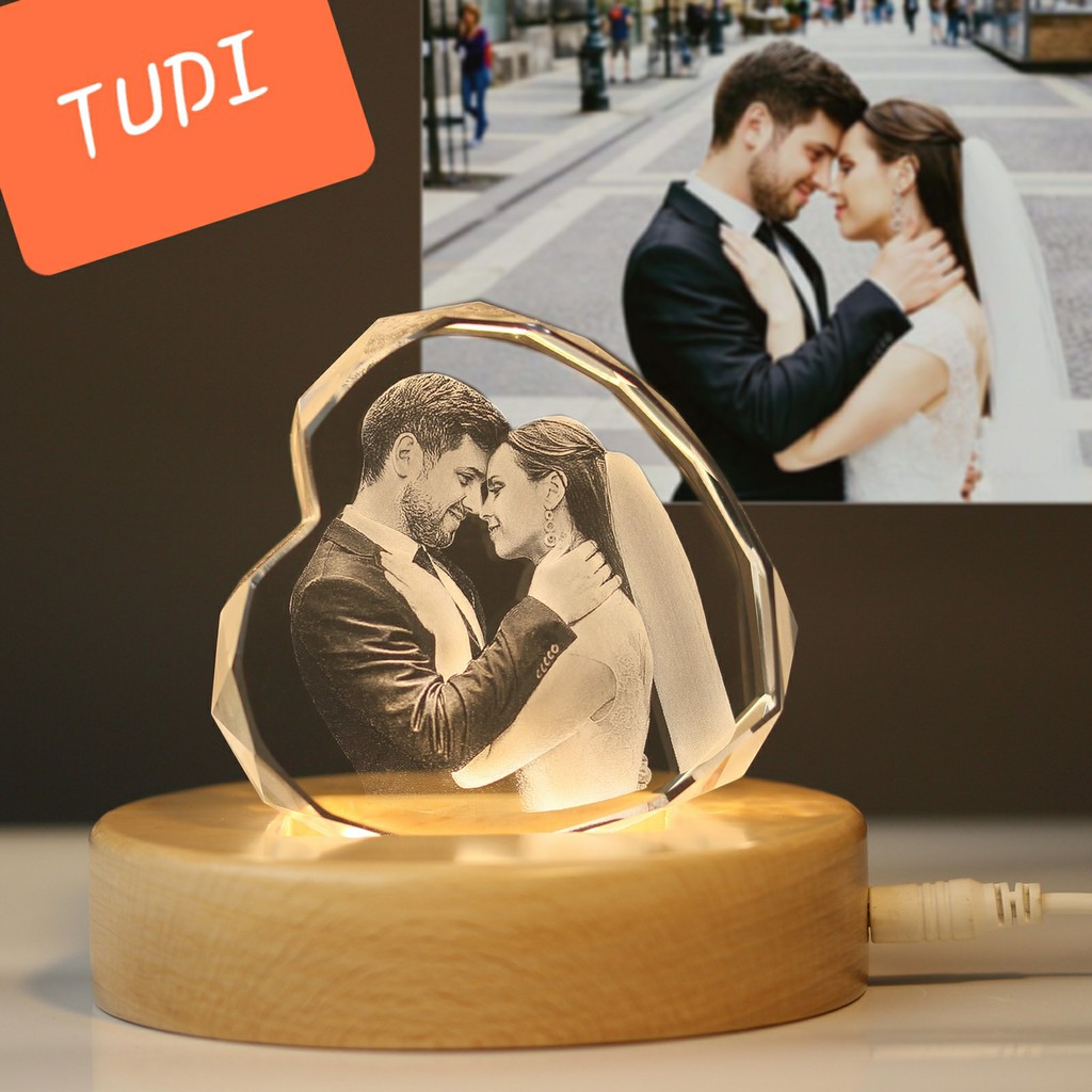 Đèn ngủ pha lê trái tim Khắc theo yêu cầu-Quà sinh nhật-Quà cưới ý nghĩa đốc đáo