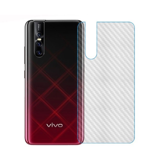 Set 2 Miếng Dán Sợi Carbon Bảo Vệ Mặt Lưng Điện Thoại Vivo V15 V15 Pro 3d
