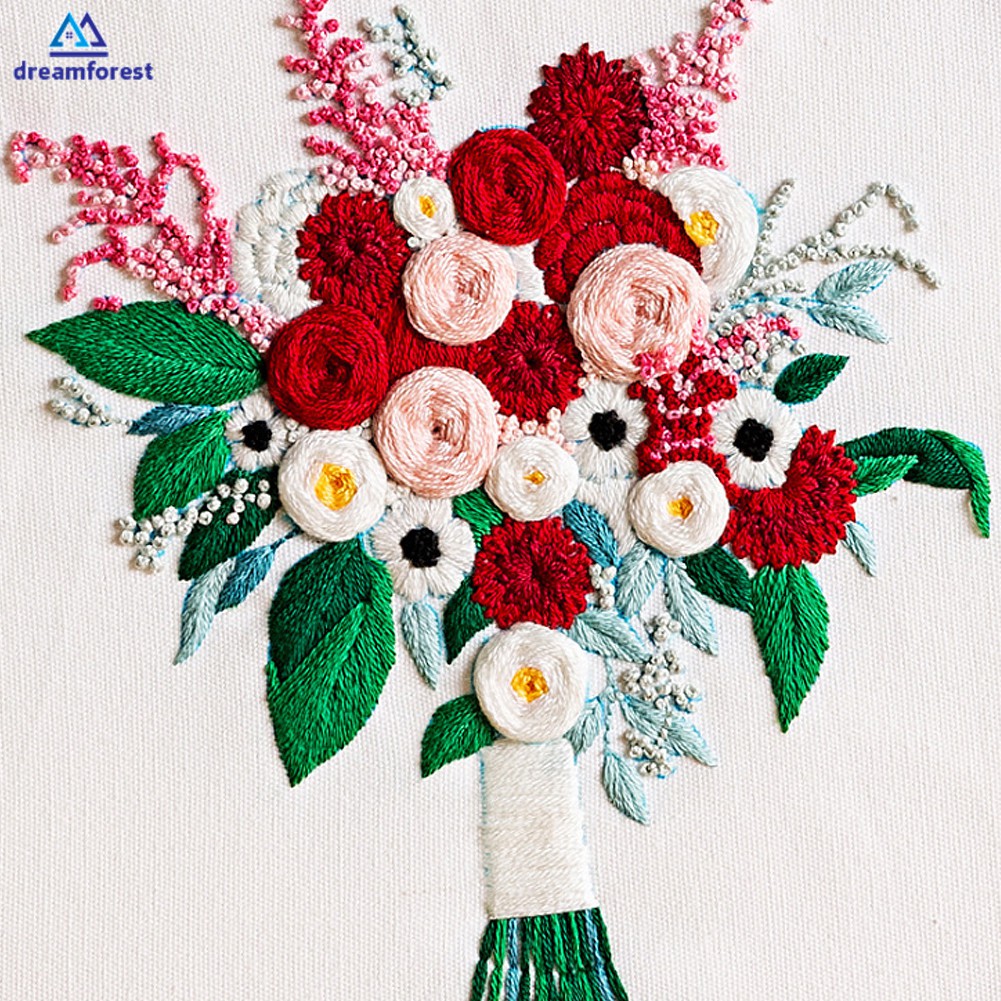 Set tranh thêu chữ thập DIY họa tiết hoa độc đáo