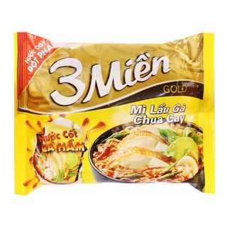 Mì 3 Miền Gold lẩu gà chua cay gói 75g